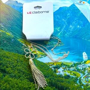 NWT Liz Claiborne Silver Necklace with Tassel